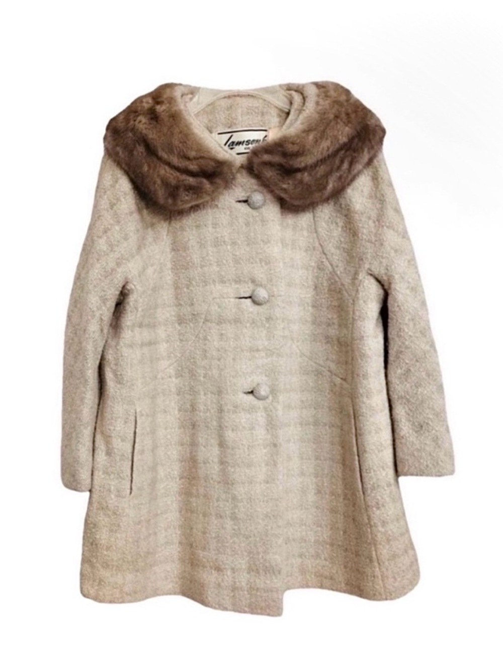 Flamme by Hayward - Schuster Vintage 50's 60's Dress Overcoat Mink Collar